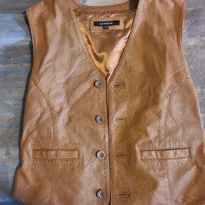 Ashwood Mens Leather Waistcoat with back buckle belt (Tan, 38in)